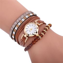 Fashion New Dress Ladies Bracelet Watches Woman Casual Knit Long Leather Quartz Watch Fashion Key Pendant Wristwatches 919198 T200420
