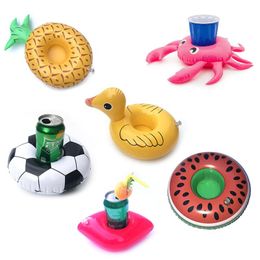 Air inflation toy Mini Floating Cup Holder Water Inflatable Coasters Swimming Pool Drink Float Toy Circle Accessories