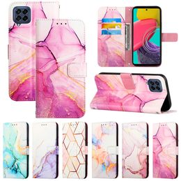 Marble Grain Leather Wallet Cases For Samsung M53 M33 5G A03S 165.8MM USA Moto G 2022 G52 Plating Rock Stone Granite Quartz Gilded Splicing Holder ID Card Slot Pouch