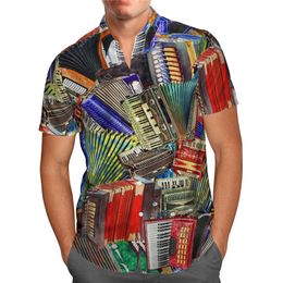 Hawaii Shirt Hawaiian beach Summer Sunset Accordion 3D Printed Men's Shirt Harajuku Tee hip hop Casual shirts 02 220505