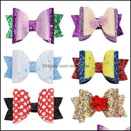 Hair Accessories Baby Kids Maternity 3 Inches Baby Girls Bow Hairpin Sequins Headwear Fashion Hai Dh2Xu