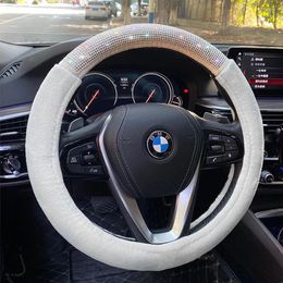 Steering Wheel Covers Winter Plush Car Cover Warm Diamond Fashion Korean Universal Grip Case For Girls WomenSteering