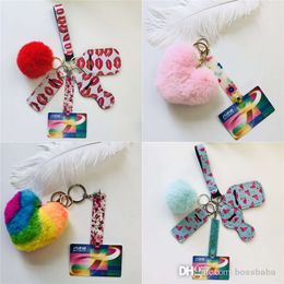 Cute Credit Debit Bank Card Grabber Heart Pompom Key Rings Acrylic Card Puller For Long Nail Atm Keychain Cards Clip Nails Tools