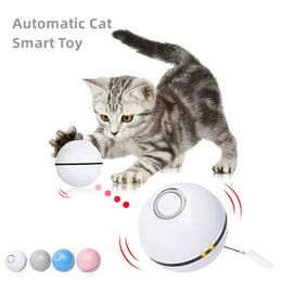 Automatic Smart Cat Toys Ball Interactive Catnip USB Rechargeable Self Rotating Colorful Led Feather Bells Toys for Cats Kitten 220423