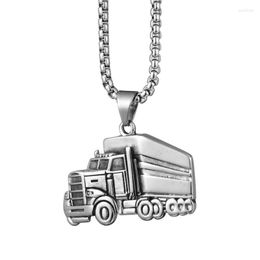 Pendant Necklaces Lucky Rune Big Trucks Pendants Necklace For Men Women Hip Hop Stainless Steel Chain JewelryPendant Godl22