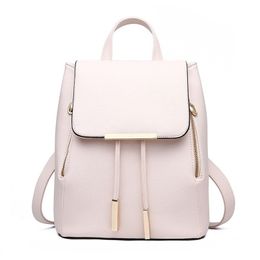 Arsmundi Women Backpack PU Leather College Casual Hasp Backpack Fashion Shoulder Book Bag For Teenager Girls Student LJ201225