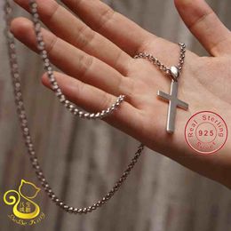 Pendant Necklaces 2022 Cross Jewelry 100% 925 Sterling Silver & Necklace Women Men Collar 16 Inch 4 Sizes Pick