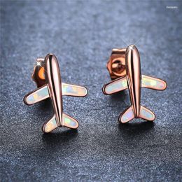 Stud Trendy Rose Gold Silver Colour Earrings Unique Aircraft Blue White Opal Stone For Women Minimalist JewelryStud Dale22 Farl22