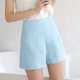 WKOUD Summer Shorts For Women High Waist Solid Chiffon Short Harem Bottoms Female Zip Up Waist Thin Shorts Trousers DK6040 LJ200820