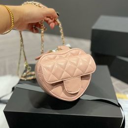 22P F/W France Womens Classic Tiny Vanity Heart Love Candy Color Bags Real Leather GHW Matelasse Chain Crossbody Shoulder Outdoor Sacoche Designer Handbags 14x12cm