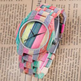 Wristwatches Fashion Color Full Wood Watch Personality Ladies Elegant Exquisite Wooden Watches Women Gift For GirlfriendWristwatches