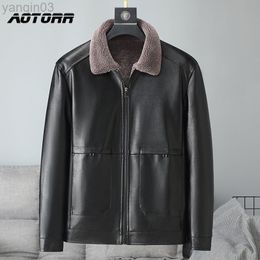 Men Winter 2022 New Thick Leather Pu Jacket Man Fashion Business Style Leather Jackets Male Casual Fleece Warm Windbreaker L220801