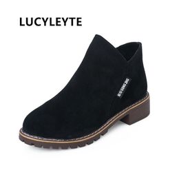 Autumn and winter new Korean version of short boots female side zipper boots womens low with low tube student womens boots 201105