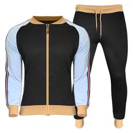 Men's Tracksuits High Quality Custom Logo Sportswear Teen Boys Fashion Retro Matching ColorsMen's