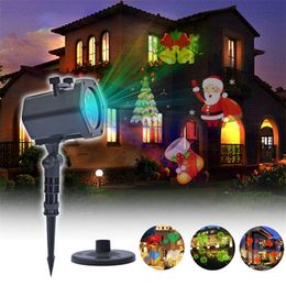 New Putdoor Christmas Halloween Window Projector Light For Halloween Party Santa Claus Snowflake Film Pattern Projector Light 201030