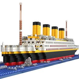 toy ships for kids UK - 1860pcs RMS titanic Model large cruise Ship boat diy Building Diamond Blocks classics Toy exhibition collection Gift for kids Y080270L