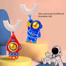 Toothbrush Baby Toothbrush Children 360 Degree U-shaped Child Teethers Soft Silicone Astronaut Brush Kids Teeth Cleaning 0511