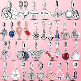 925 Sterling Silver Dangle Charm Follow Heart Compass Beads Bead Fit Pandora Charms Bracelet DIY Jewellery Accessories