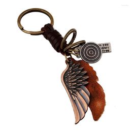 Keychains Vintage Punk Leather Woven Keychain Creative Wings Pendant Key Chain For Men's Car Bag Accessories Jewellery GiftsKeychains Fier