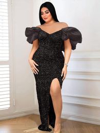 Plus Size Dresses IDress Off Shoulder Luxury Sequin Dress Sexy Evening Party Gowns Cocktail Event For Women 2022 Summer Big SizePlus