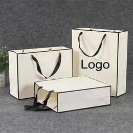 10 Pcs Custom Gift Paper Packing Bag Craft Packaging Personalization business Shopping Clothes package Kraft Bags 220427