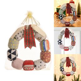 Decorative Flowers & Wreaths Christmas Vintage Bowknot Front Door Wreath Stuffed Cloth Wrapped Rustic Farmhouse Hanging Garland Kids Toy Par