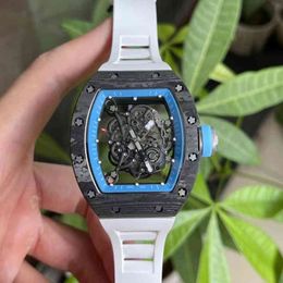 Watches Wristwatch Luxury Richa Milles Designer Men's Automatic Mechanical Watch Carbon Fiber Hollow Tape Wine Barrel Type Luminous TCZM