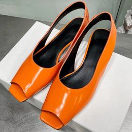 Women Sandals Shiny Leather Open Toe Sandals Kitten Heel Back Strap Mature Ladies Career Shoes Summer Slingbacks