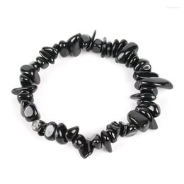 Link Chain Black Tourmaline Stone Chakra Bracelets Natural Crystal Bangle Beaded Charm Jewellery For Women Trum22