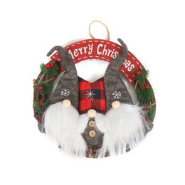 Christmas Cloth Elderly Doll Simulation Rattan Wreath Garland Door KnockerHome DecorDIY HouseChristmas Home Decorations 201027