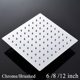 Shower Head 6/8/10/12 Inch Luxury Ultrathin Square Rainfall Shower Head Stainless Steel Chrome Bathroom Faucet Accessory