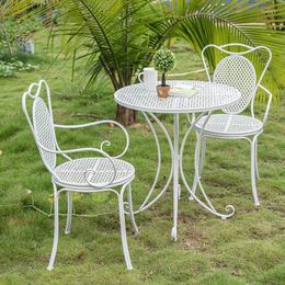 Camp Furniture Nordic Balcony Negotiation Courtyard Outdoor Garden Table And Chair Combination Leisure White Three Piece SetCamp