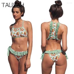 Women's Swimwear Lace Wooden Ear Bikinis 2022 Split Push Up Girls Lovely Swimsuit Bandage Sexy Brazilian Bikini Low Waist Beach Wear