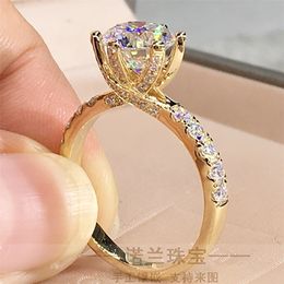 10K Yellow Gold Women Ring Diamonds 1 2 3 4 5 Carat Round Cross Connexion Wedding Party Engagement Anniversary Ring 220816