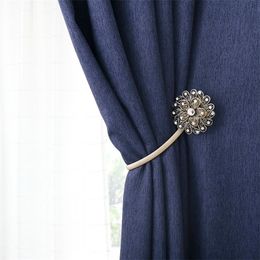 A Pair Of Modern Minimalist Crystal Curtains With Decorative Curtain Buckles Free Punching Magnet Straps Curtain Clip Decoration T200601