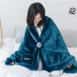 Blankets Autumn Winter Double Flannel Velvet Blanket Multifunctional Office Shawl Fleece Coral Thick Cashmere