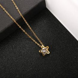 Pendant Necklaces Luxury Hollow Star With Rhinestone Zircon Women Men Link Chain Necklace Sexy Choker Elegant Wedding Party Jewelry BijouxPe