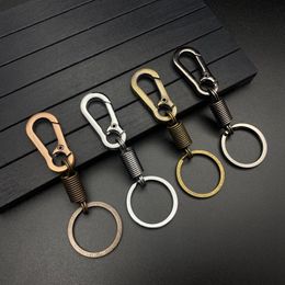 9.5cm Party Favor Car keychain metal spring key chain Alloy double ring buckle Keyring