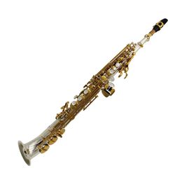 pro silver plated curved bell J type bell straight soprano saxophone Saxello