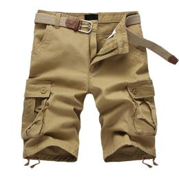Summer Men's Baggy Multi Pocket Military Cargo Shorts Male Cotton Khaki Mens Tactical Shorts Short Pants 29-44 No Belt 220507