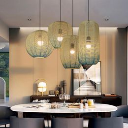 Pendant Lamps Vintage Minimalist Cotton Ball Chandelier Personalized Creative Living Room Bedroom Rattan Ceiling Chandeliers