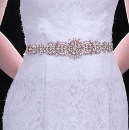 Wedding Dress Accessories Belts Crystal Rhinestone Sash Pearls Sashes Rose Gold Ornament Jewellery Women Fashion Charm Belt White Ivory Pink Black Sashes Ribbon