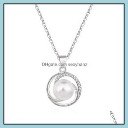 Pendant Necklaces Elegant Pearl Necklace For Women Ladies Fashion Crystal Round Pendent Choker Jewelry Drop Delivery Sexyhanz Dh5Pv