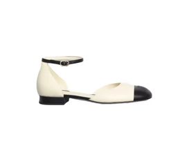 AAAAA+ Fashion Designer Women's Sandals Slippers Ivory and Black Sheepskin Classic C Details Trendy