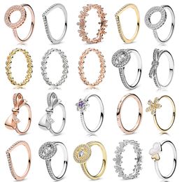 Band Rings New High Quality Popular 925 Sterling Silver Cheap Rose Gold Fit Thin Finger Stackable Party Round Women Original Pandora Jewelry Gifts