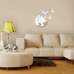 Mirrors 4pcs 3D Butterfly DIY Mirror Wall Sticker Home Decor Treandy Aesthetic Room Stickers Decal Bedroom BathroomMirrors