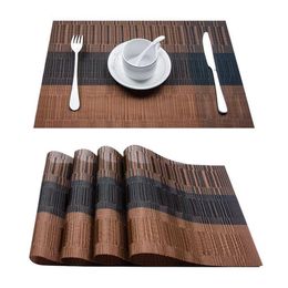 Set of 4 Table Placemats for Dining Woven Mats Non slip Place Cup Coaster Plastic Napkins Kitchen and Home 220627