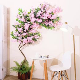 Decorative Flowers & Wreaths 5pc/lot Cherry Blossoms Tree Artificial 3 Fork Sakura Branch Silk DIY Home Wedding Background Wall DecorationDe