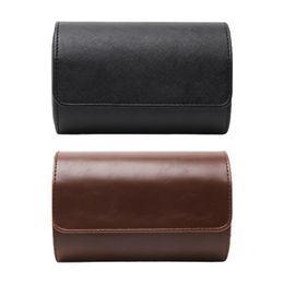 2 Slot Watch Roll Travel Storage Box with Detachable Anti-Slide Cushion for Jewellery Leather Material 220429