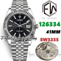 EWF V3 ew126334 Cal.3235 a3235 Automatic Mens Watch 41mm Black Dial Stick Markers 904L Stainless Steel Bracelet With Same Serial Warranty Card Super eternity Watches